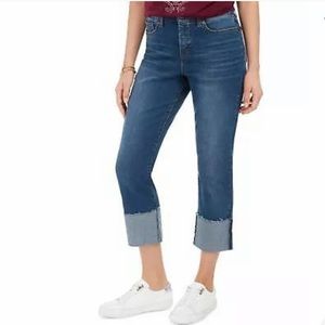 Style & Co. Two-Tone Cuffed Ankle Jeans in Blue